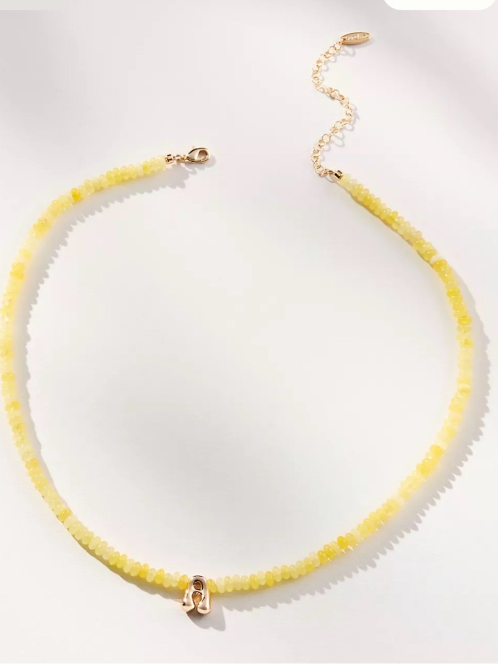 Anthropologie Beaded Mini Bubble Letter Monogram Necklace in *Blue*